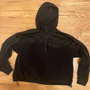 Athleta ZION Microfleece 1/2 Zip Hoodie Black Women’s XXS Cropped